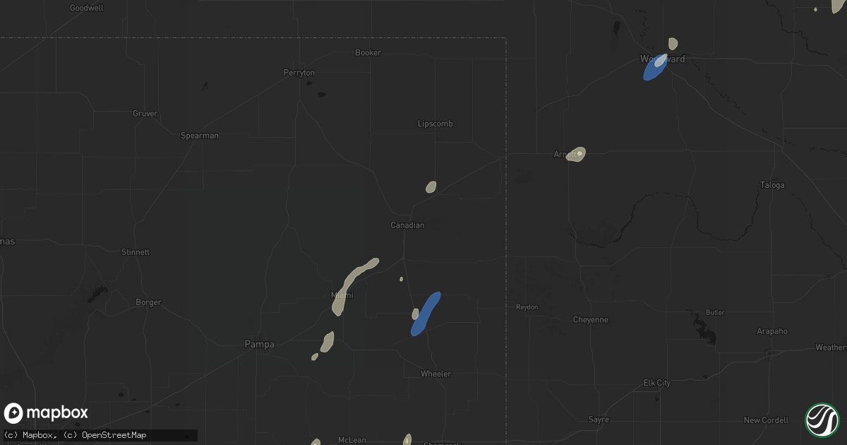 Hail map in Canadian, TX on September 15, 2026