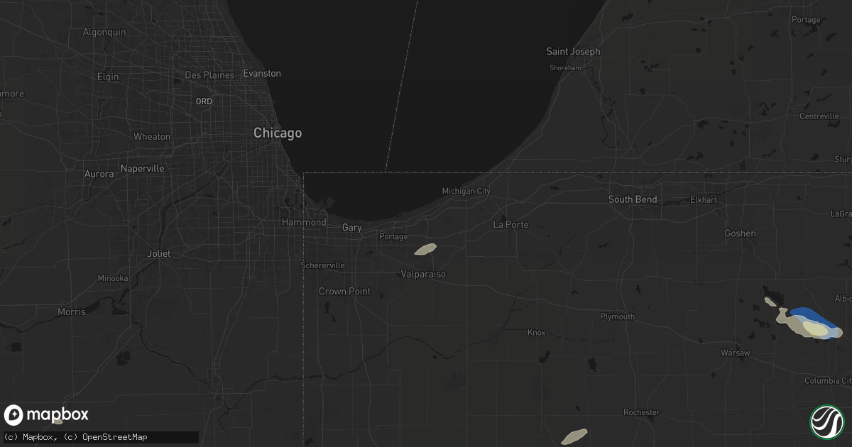 Hail map in Chesterton, IN on September 15, 2026