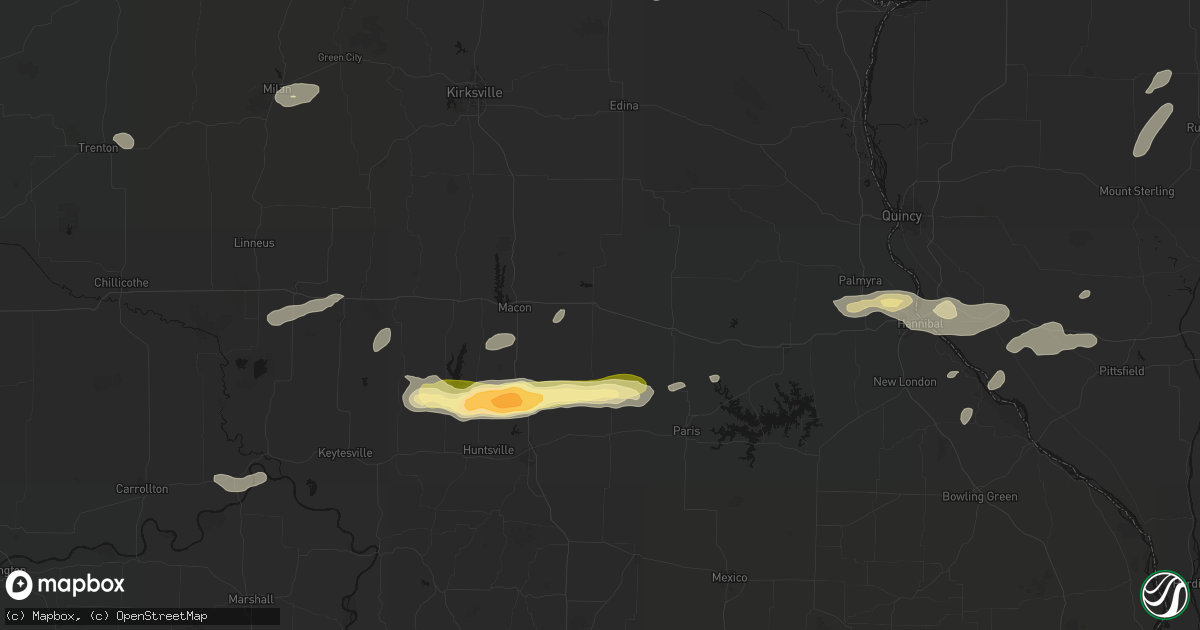 Hail map in Clarence, MO on September 15, 2026