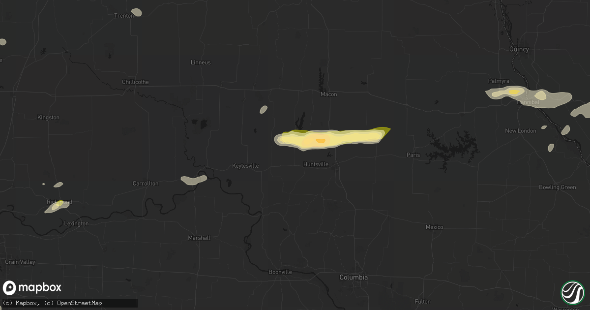 Hail map in Clifton Hill, MO on September 15, 2026