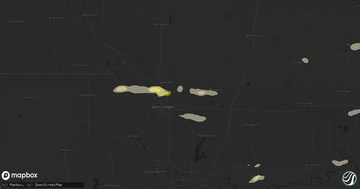 Hail map in Cosby, MO on September 15, 2026