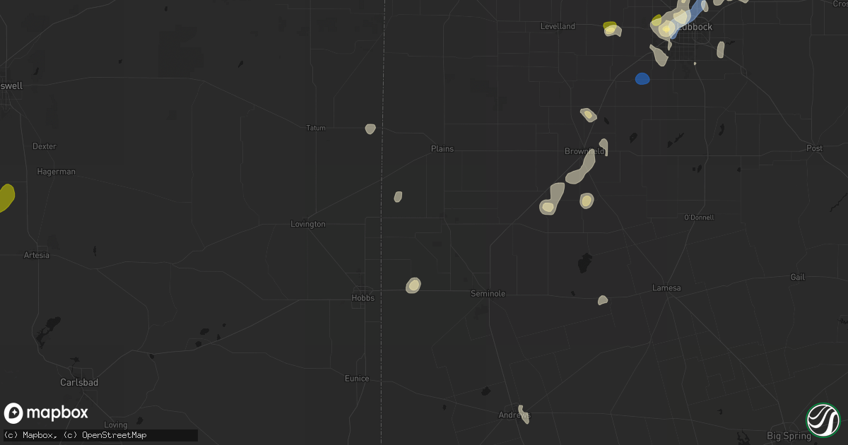 Hail map in Denver City, TX on September 15, 2026