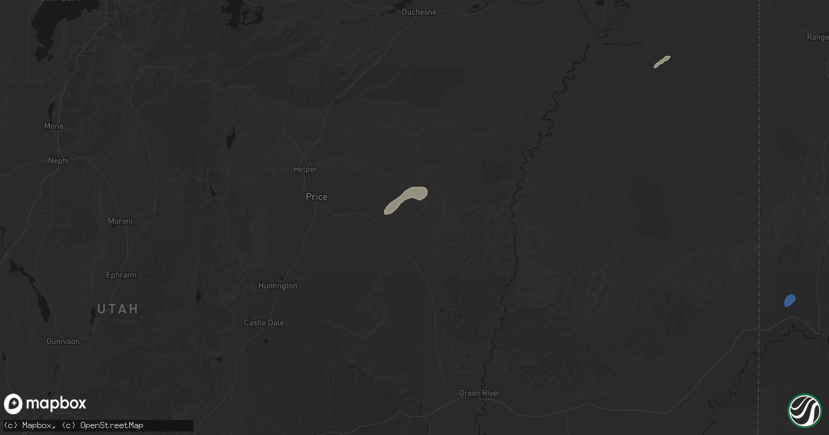 Hail map in East Carbon, UT on September 15, 2026