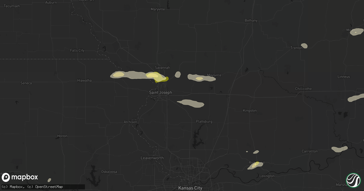 Hail map in Easton, MO on September 15, 2026