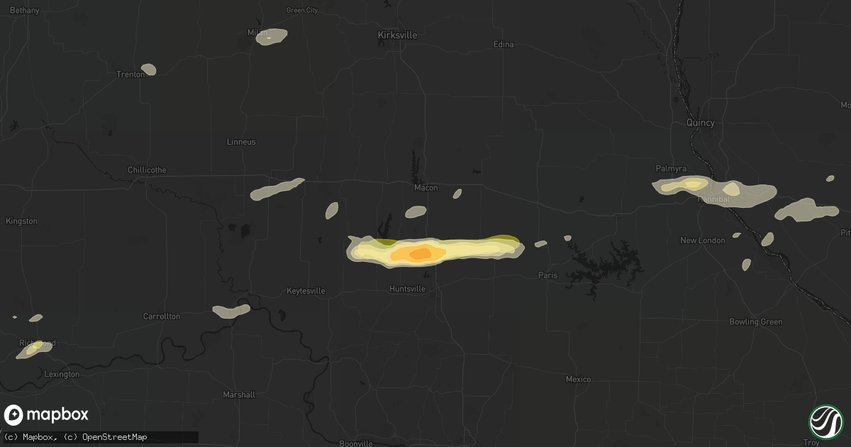 Hail map in Excello, MO on September 15, 2026