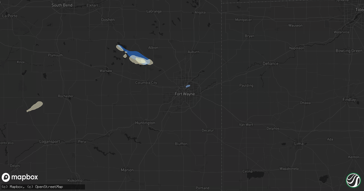 Hail map in Fort Wayne, IN on September 15, 2026