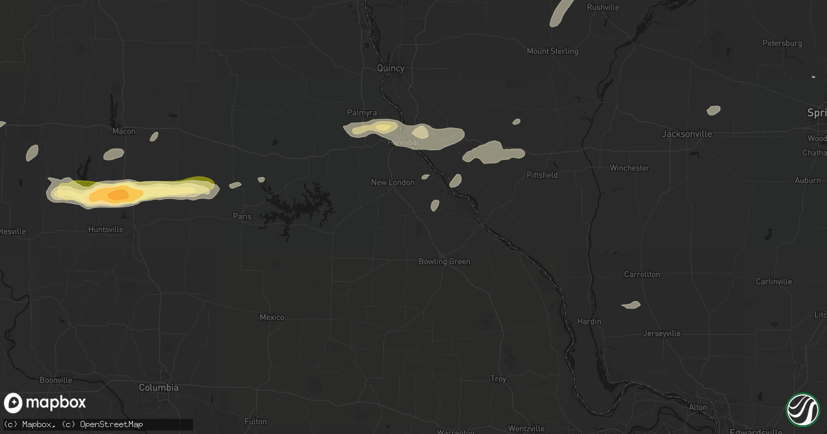 Hail map in Frankford, MO on September 15, 2026