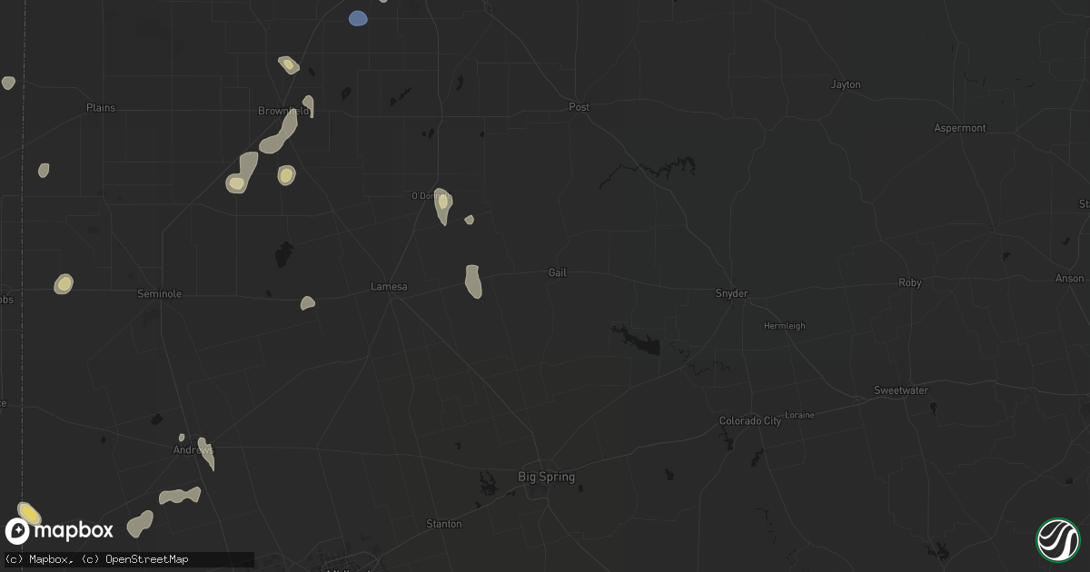 Hail map in Gail, TX on September 15, 2026
