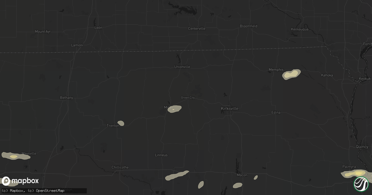 Hail map in Green City, MO on September 15, 2026