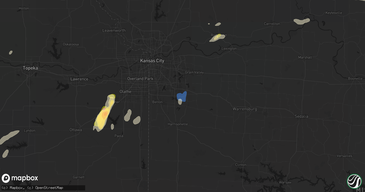 Hail map in Greenwood, MO on September 15, 2026