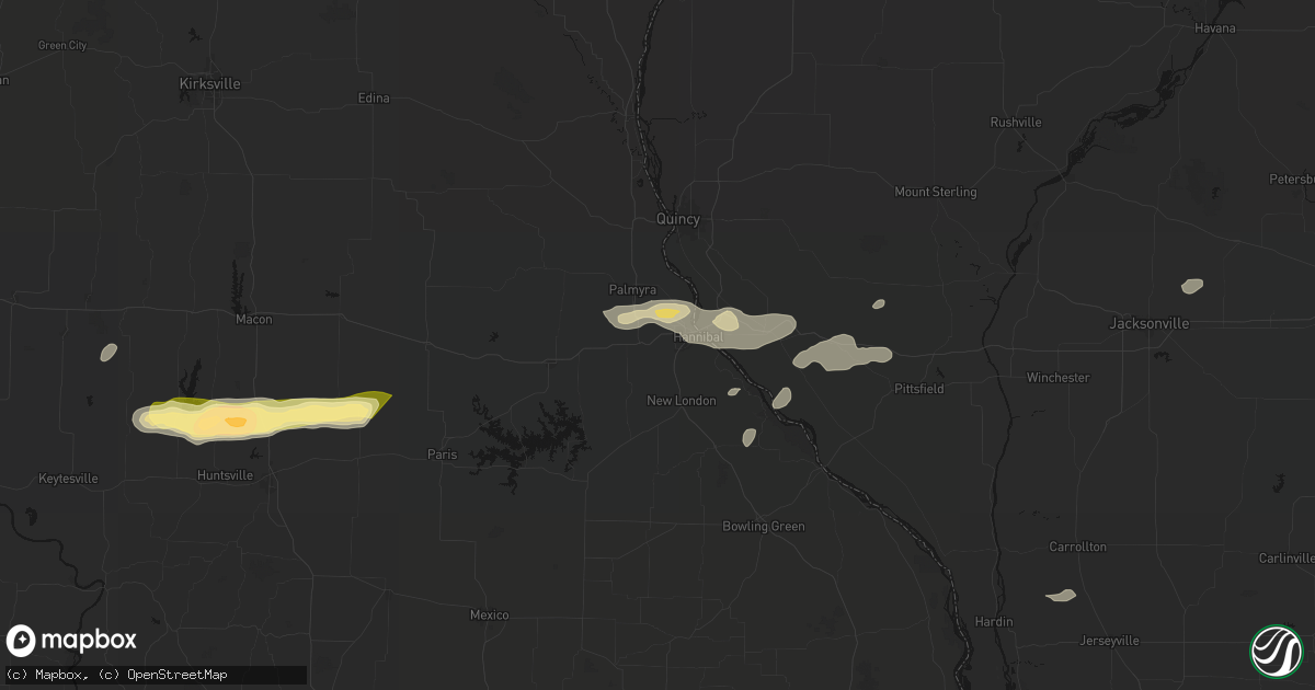 Hail map in Hannibal, MO on September 15, 2026