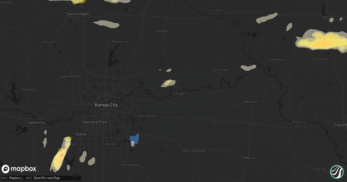 Hail map in Henrietta, MO on September 15, 2026