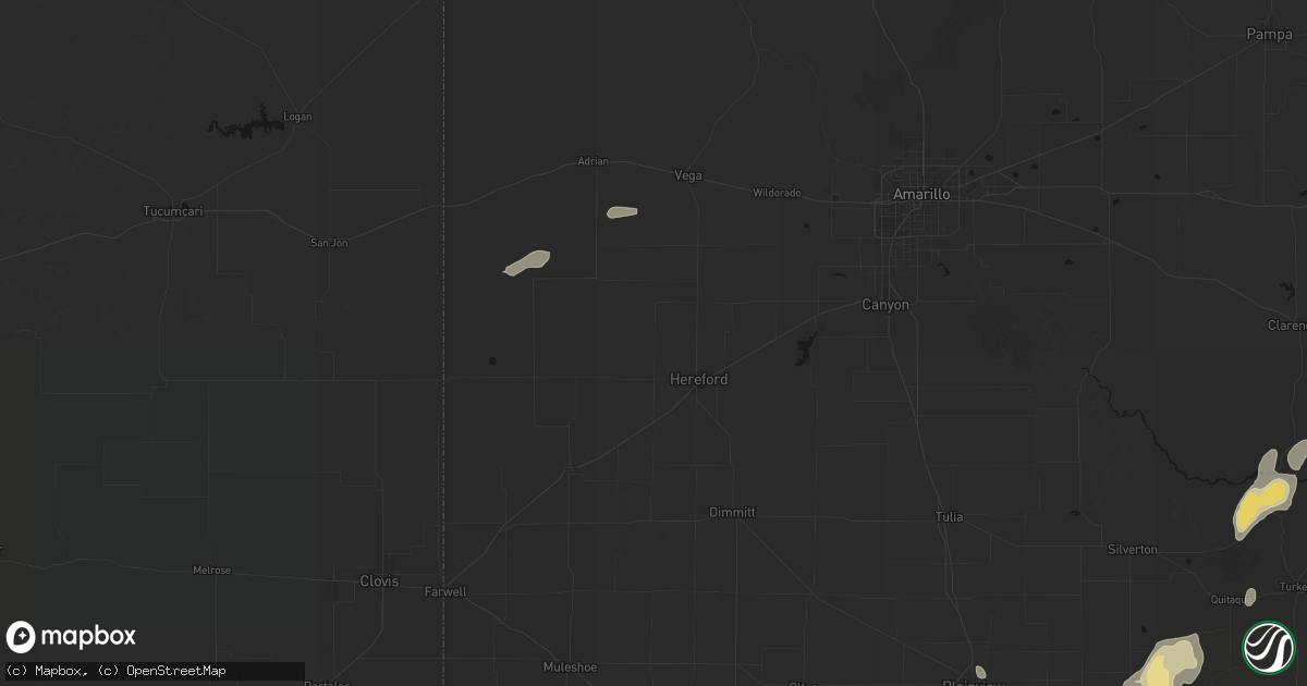 Hail map in Hereford, TX on September 15, 2026