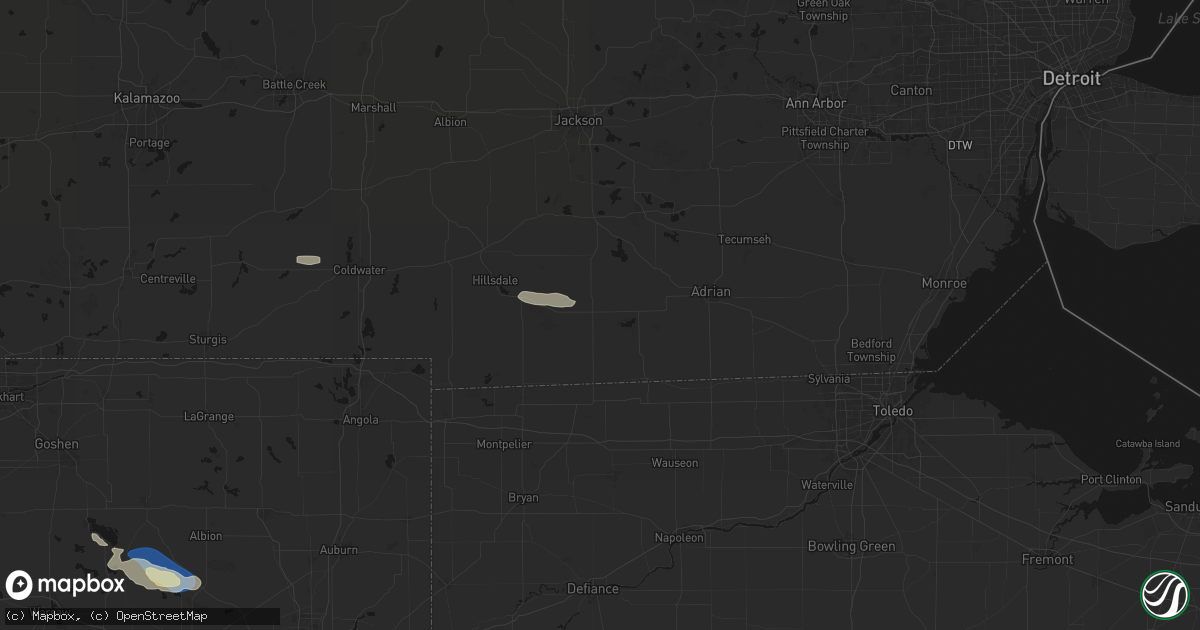 Hail map in Hudson, MI on September 15, 2026