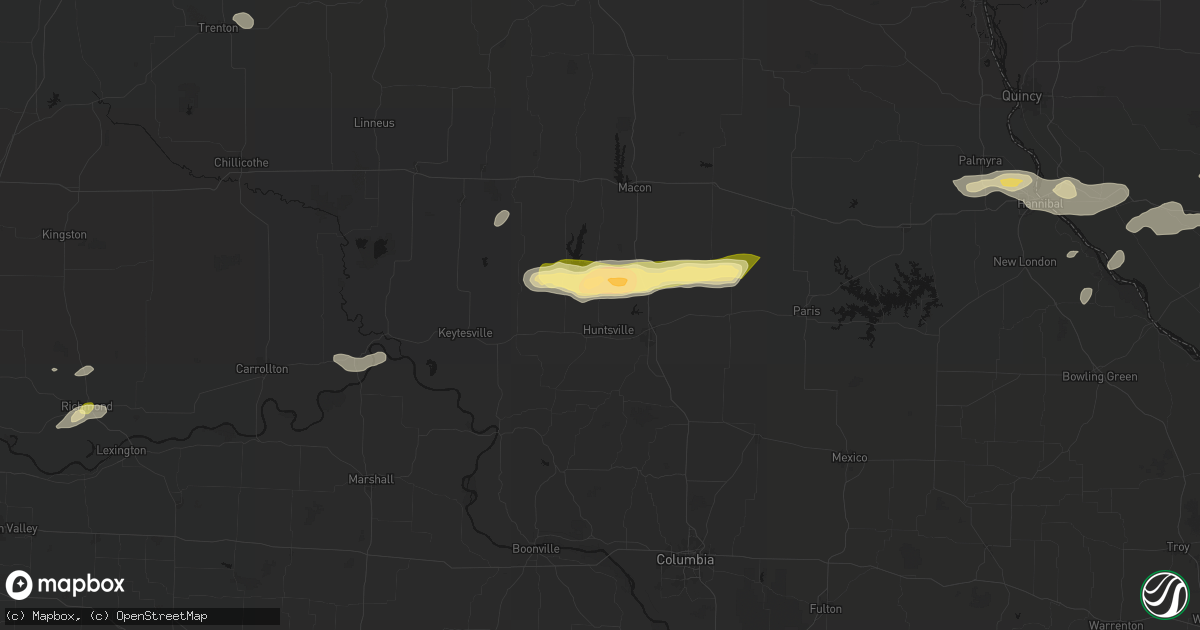 Hail map in Huntsville, MO on September 15, 2026