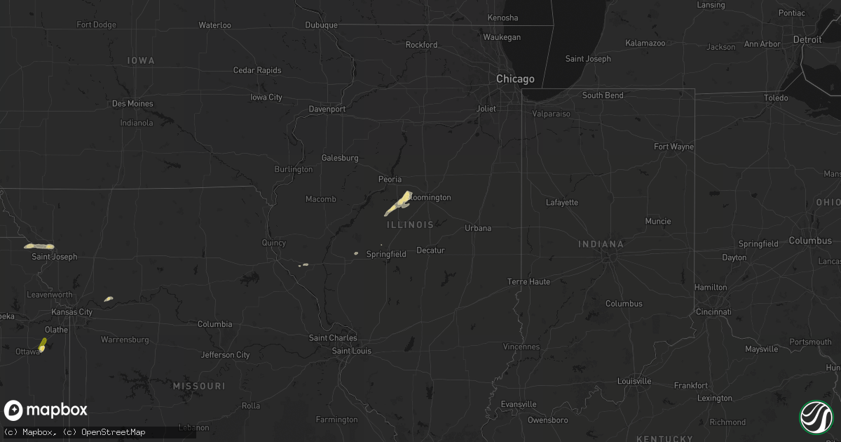 Hail map in Illinois on September 15, 2026