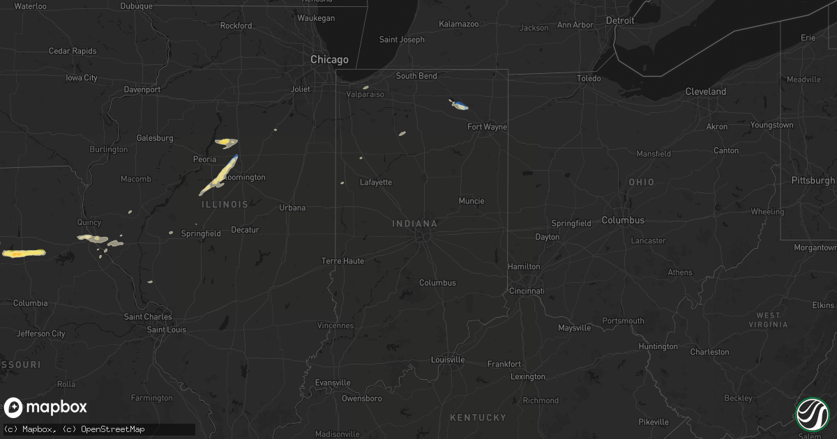 Hail map in Indiana on September 15, 2026