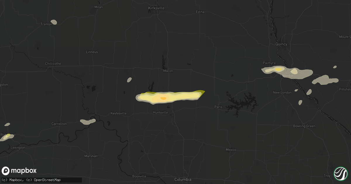Hail map in Jacksonville, MO on September 15, 2026