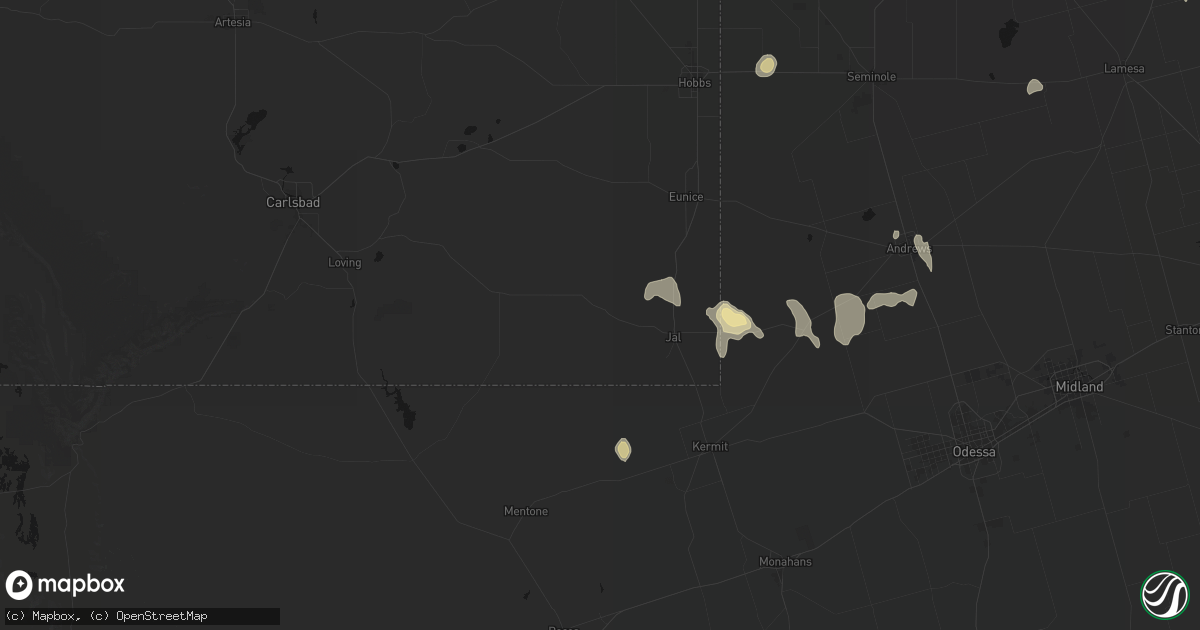 Hail map in Jal, NM on September 15, 2026