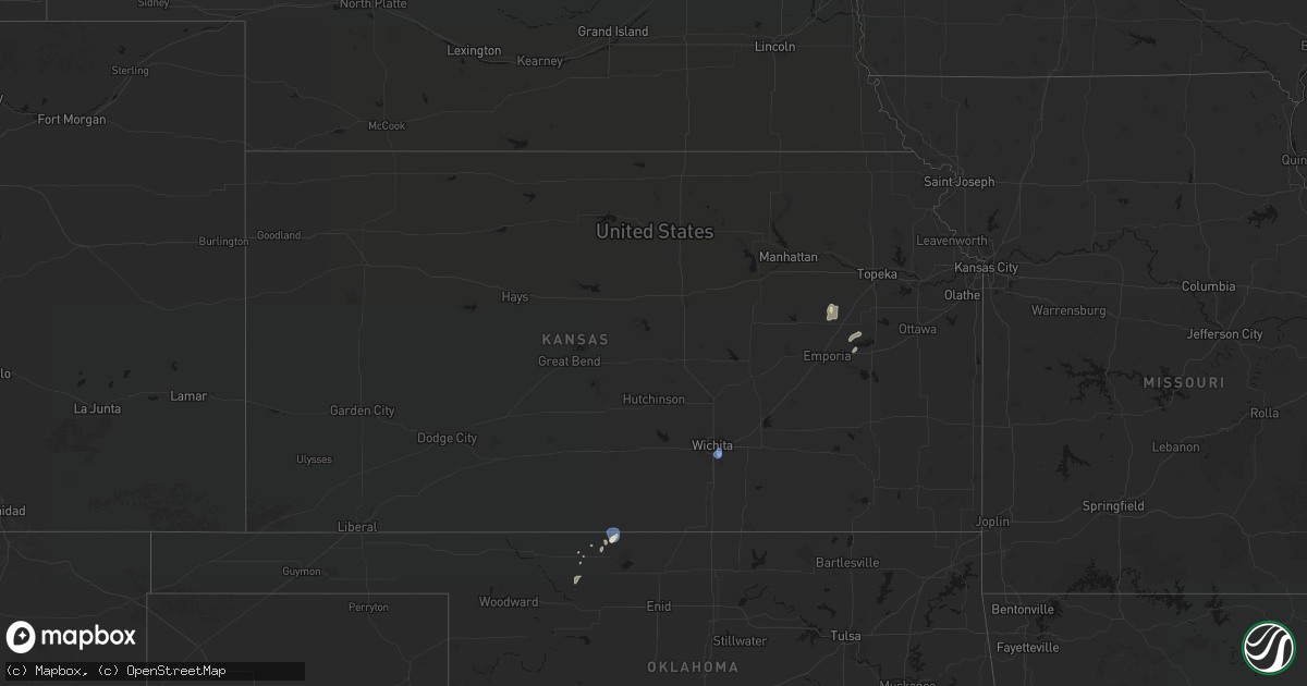 Hail map in Kansas on September 15, 2026