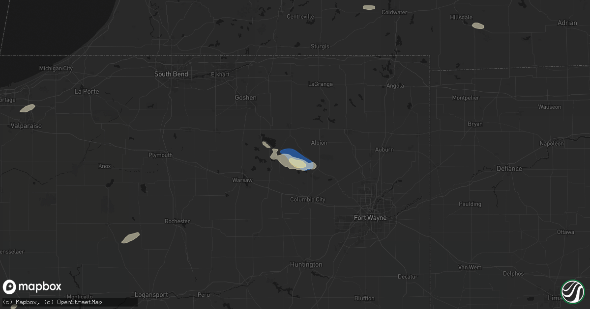 Hail map in Kimmell, IN on September 15, 2026