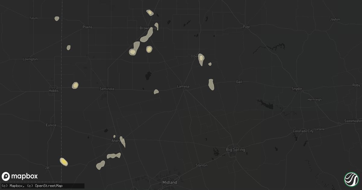 Hail map in Lamesa, TX on September 15, 2026