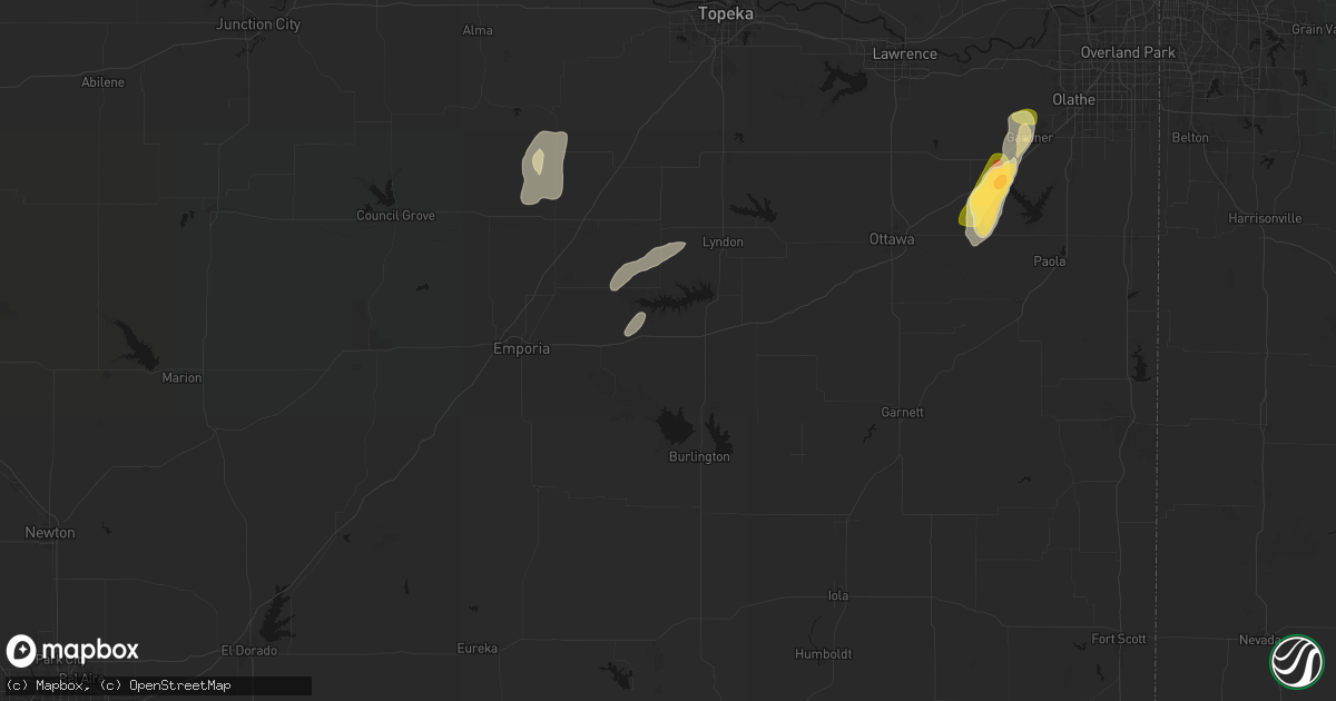 Hail map in Lebo, KS on September 15, 2026