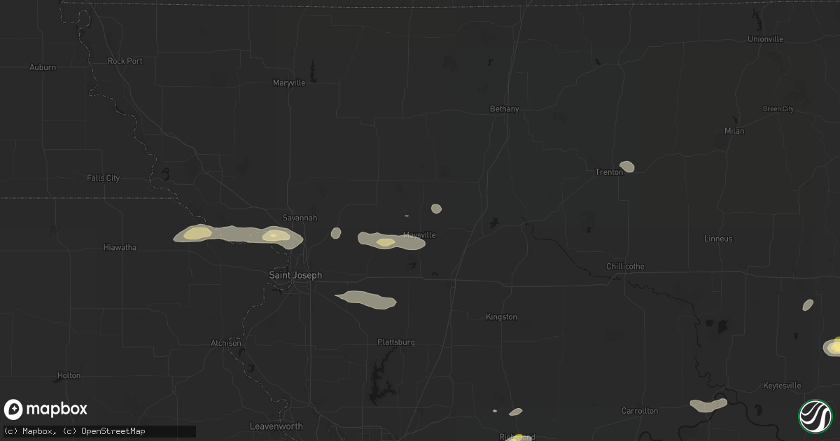Hail map in Maysville, MO on September 15, 2026