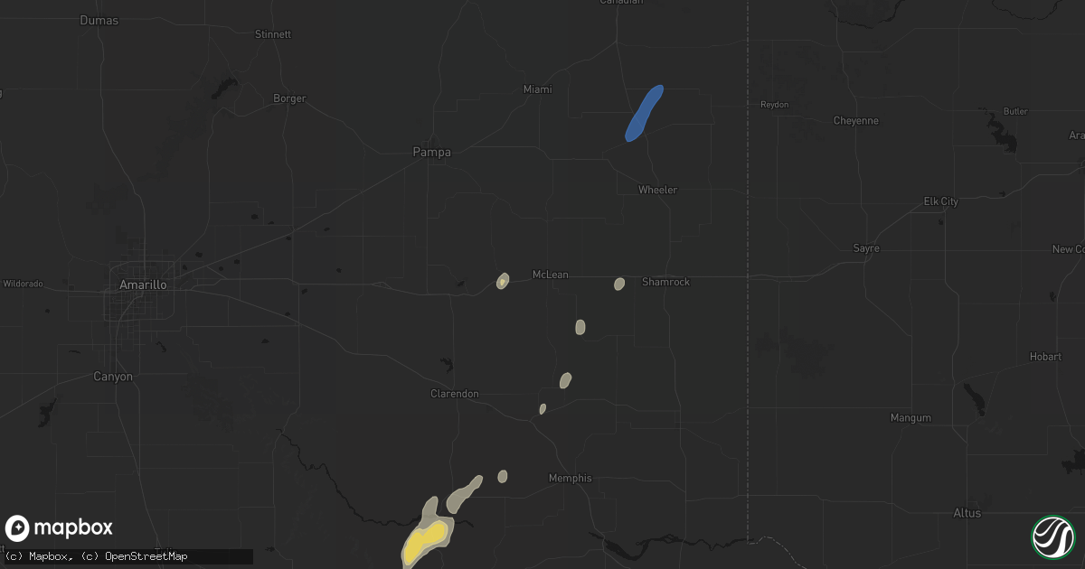 Hail map in Mclean, TX on September 15, 2026