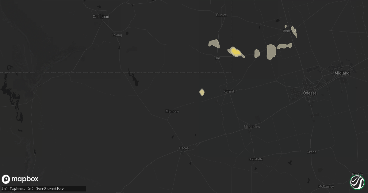 Hail map in Mentone, TX on September 15, 2026