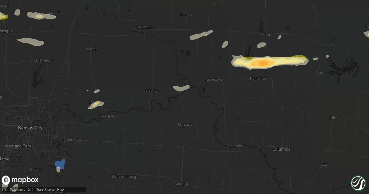 Hail map in Miami, MO on September 15, 2026