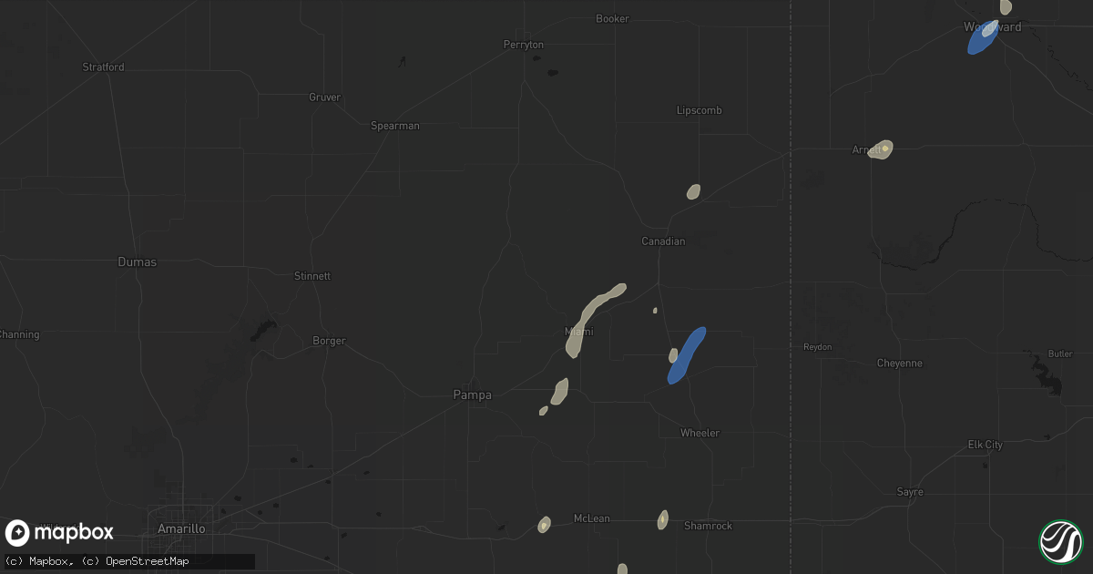 Hail map in Miami, TX on September 15, 2026