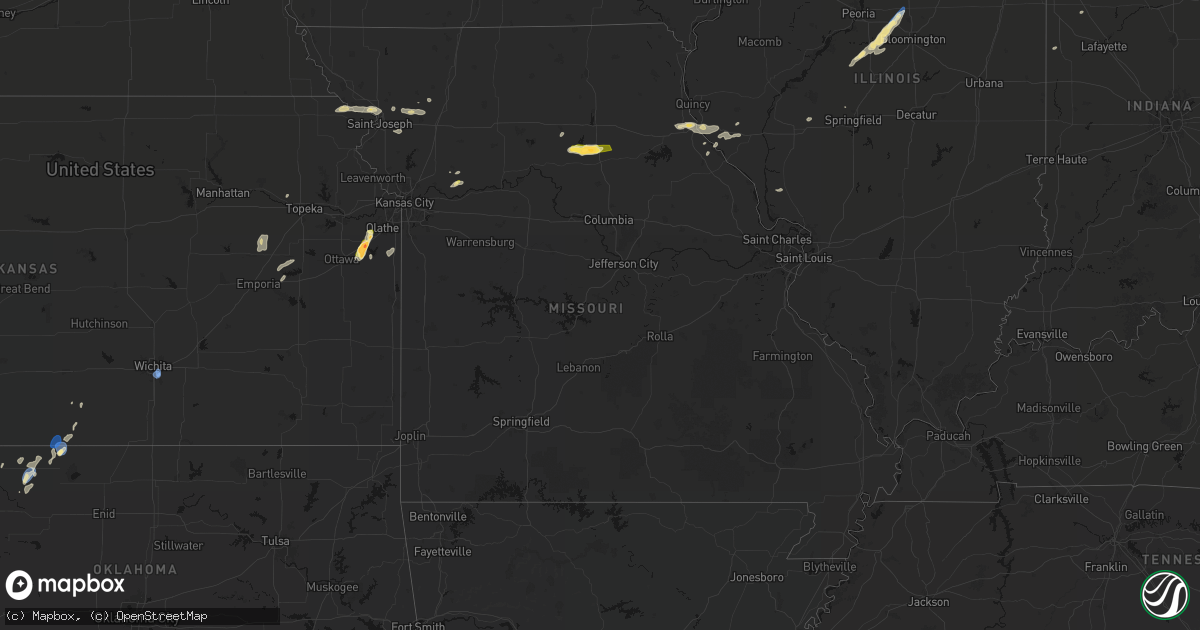 Hail map in Missouri on September 15, 2026