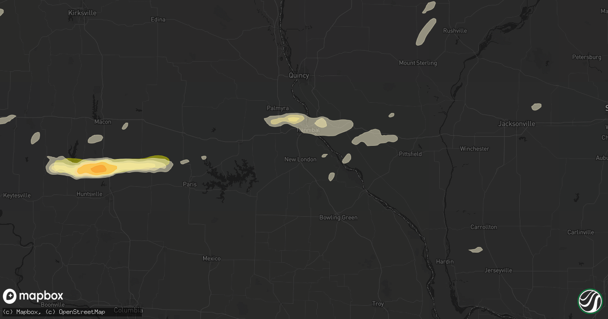 Hail map in New London, MO on September 15, 2026