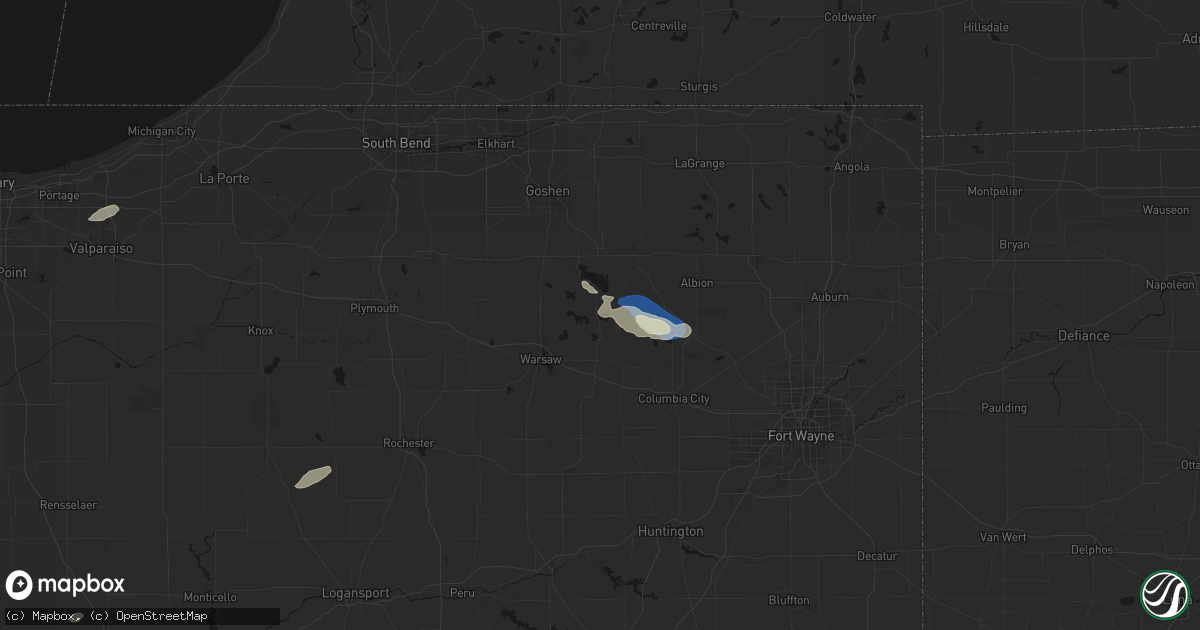 Hail map in North Webster, IN on September 15, 2026