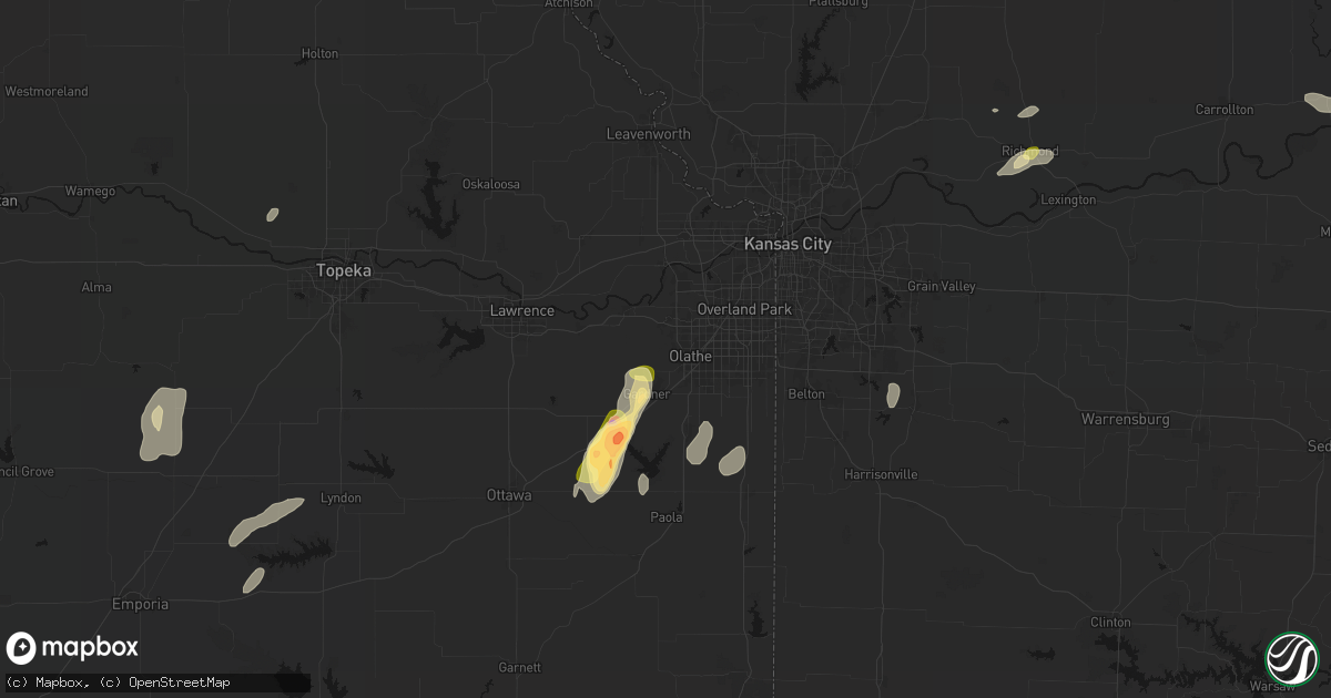 Hail map in Olathe, KS on September 15, 2026