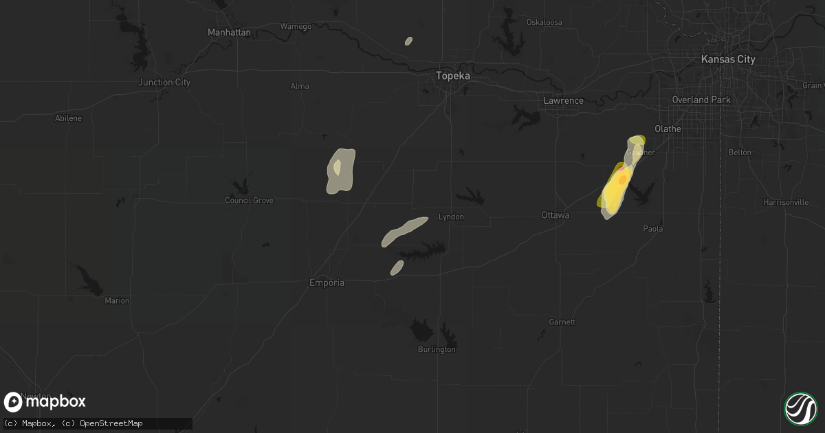 Hail map in Osage City, KS on September 15, 2026