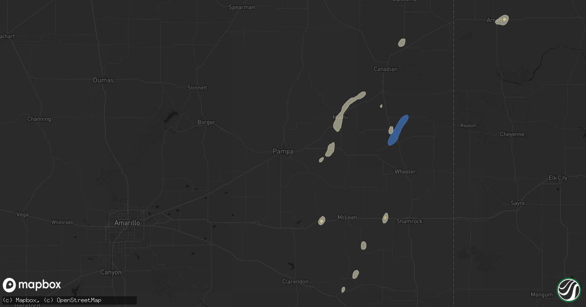 Hail map in Pampa, TX on September 15, 2026