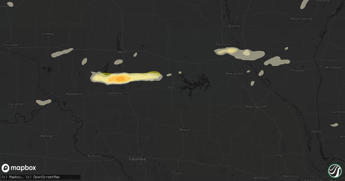 Hail map in Paris, MO on September 15, 2026