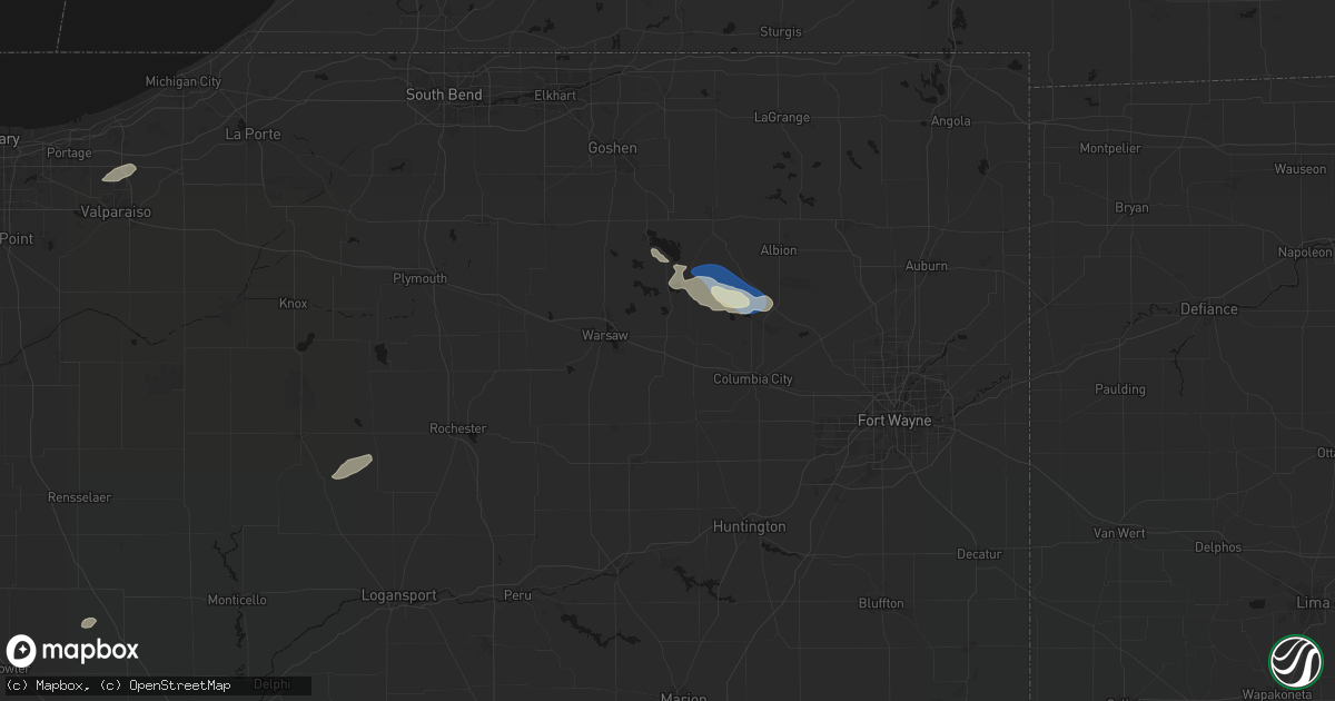 Hail map in Pierceton, IN on September 15, 2026