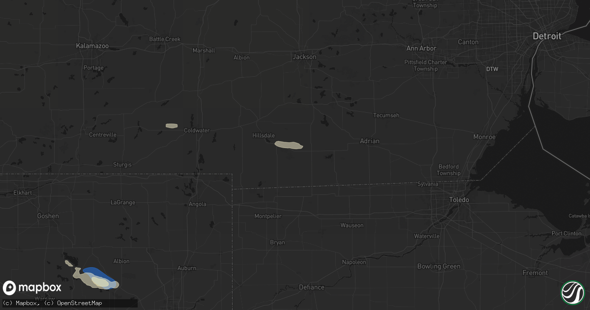 Hail map in Pittsford, MI on September 15, 2026