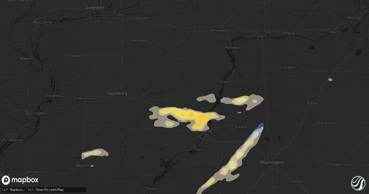 Hail map in Princeville, IL on September 15, 2026