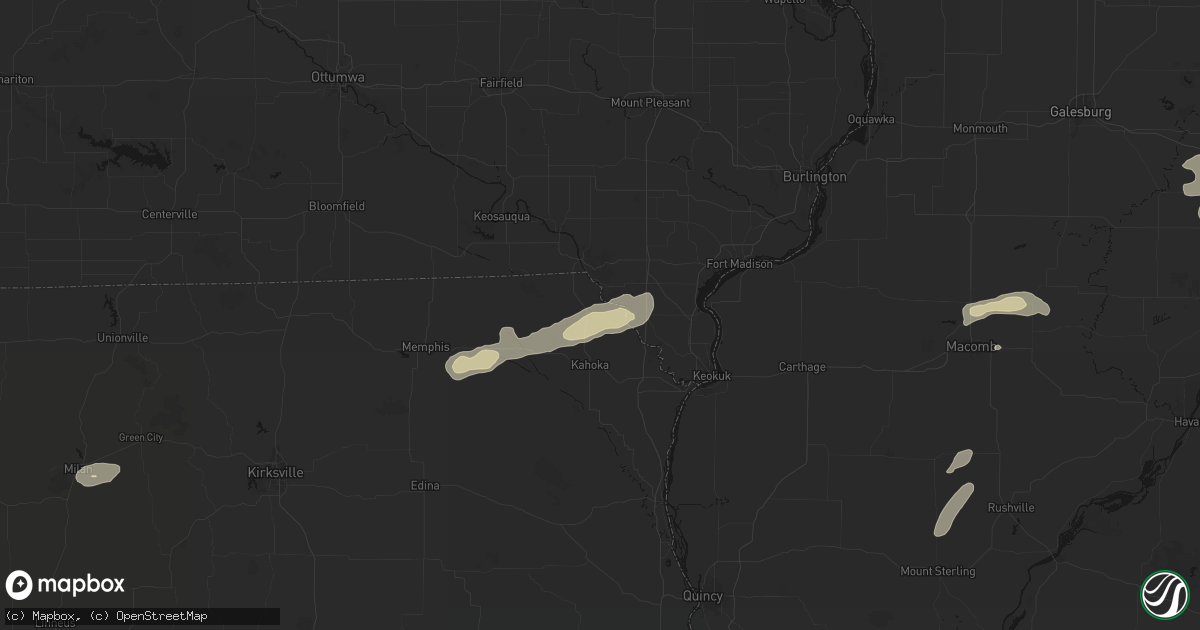Hail map in Revere, MO on September 15, 2026