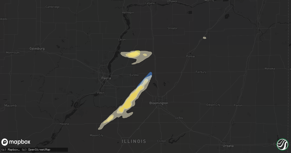 Hail map in Secor, IL on September 15, 2026