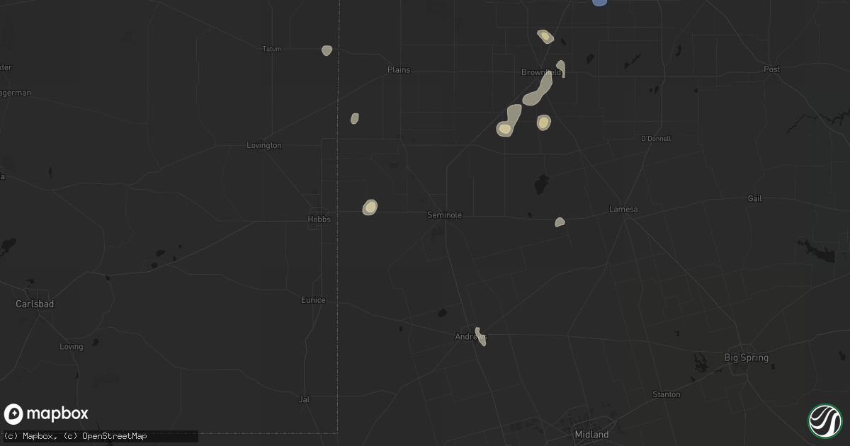 Hail map in Seminole, TX on September 15, 2026