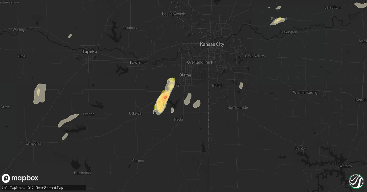 Hail map in Spring Hill, KS on September 15, 2026
