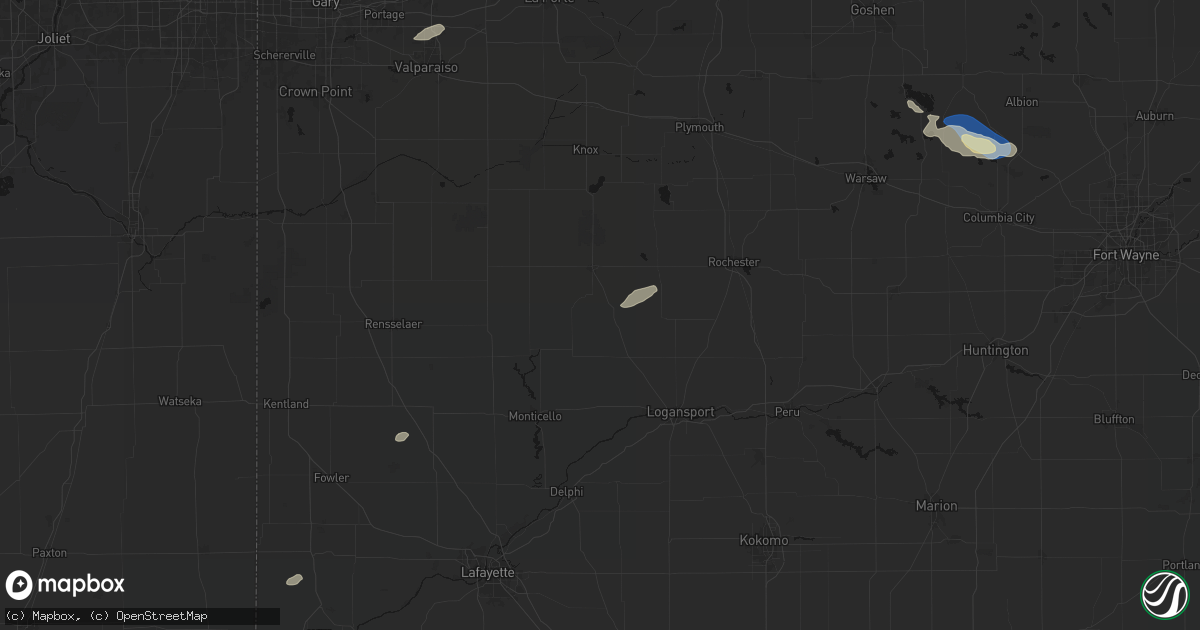 Hail map in Star City, IN on September 15, 2026