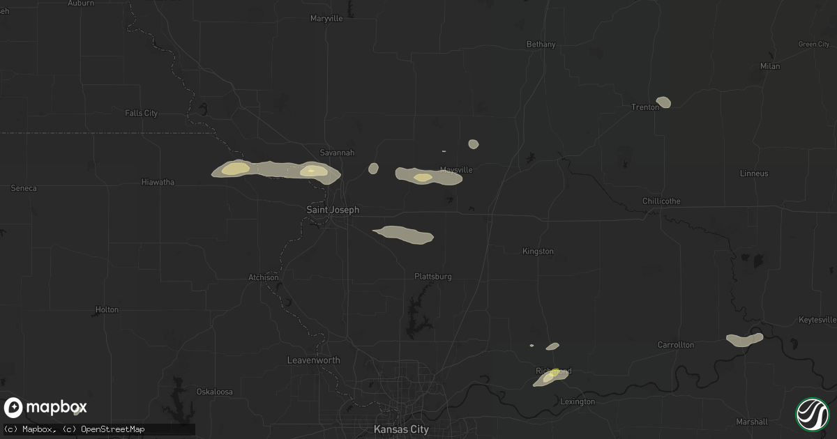 Hail map in Stewartsville, MO on September 15, 2026