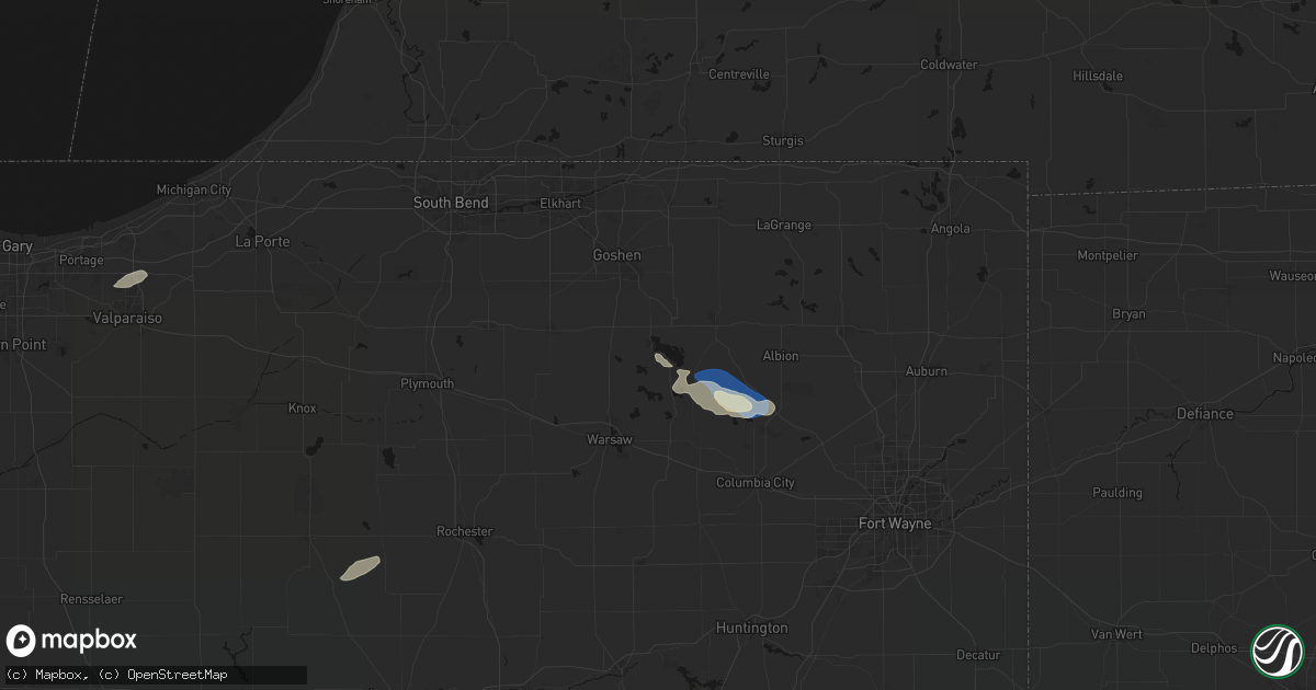 Hail map in Syracuse, IN on September 15, 2026