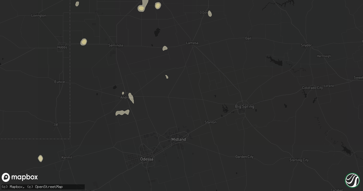 Hail map in Tarzan, TX on September 15, 2026